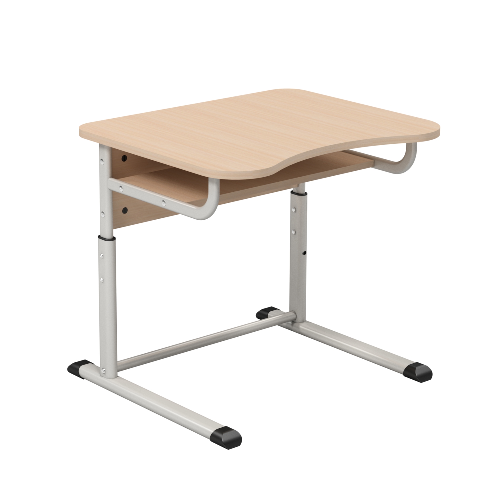 Учнівський стіл, без регулювання кута нахилу стільниці, 1-місний, ростові групи №4-7, форма труби каркасу ніг - плоскоовальна, АЛМАНТ, 700х589х640-820 мм